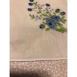 Lot 3 Ladies Fine Embroidered Floral Cotton Handkerchiefs Blue Purple Pink NOS